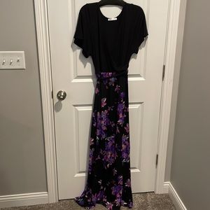 Black with floral print maxi dress